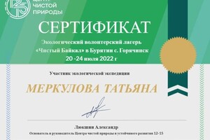 Диплом / сертификат №10 — Валерьевна Меркулова Татьяна