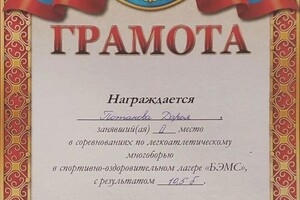 Диплом / сертификат №7 — Викторовна Иванова Дарья