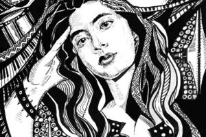 Моя подруга- музыкант. А3. Тушь, гелиевая ручка — Токарева Анна Александровна