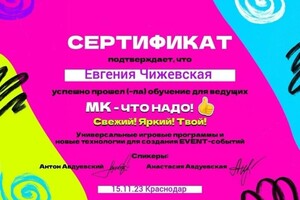 Диплом / сертификат №1 — Чижевская Евгения Владимировна