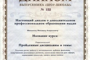 Диплом / сертификат №5 — Михалёв Михаил Андреевич