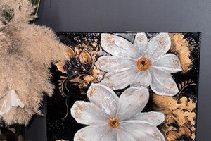 Картина акрилом и декоративной штукатуркой с использованием декоративных камней и эпоксидной смолы. — Владимировна Тюлькина Ксения