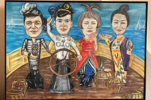 Семейный шарж под заказ; Бумага А1, пастель — Альбертовна Шевчук Полина