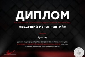 Диплом / сертификат №2 — Александрович Шерстобитов Артём