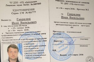 Удостоверение Мастера производственного обучения вождению — Гаврилюк Иван Васильевич