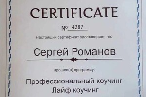 Диплом / сертификат №1 — Романов Сергей Юрьевич