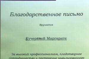 За высокий профессионализм — Кучерявая Маргарита Сергеевна