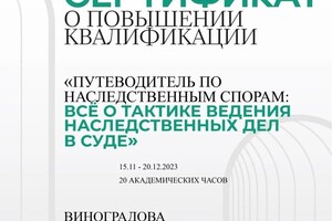 Диплом / сертификат №4 — Виноградова Елизавета Юрьевна