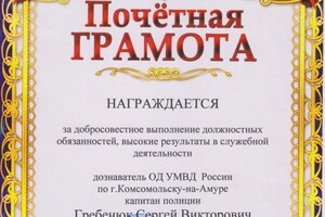 Диплом / сертификат №4 — Гребенюк Сергей Викторович