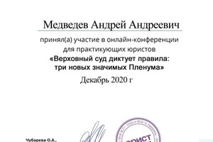 Диплом / сертификат №1 — Медведев Андрей Андреевич