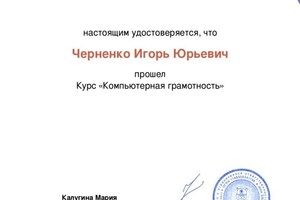 Диплом / сертификат №1 — Черненко Игорь Юрьевич