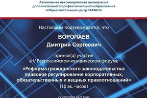 Диплом / сертификат №1 — Воропаев Дмитрий Сергеевич