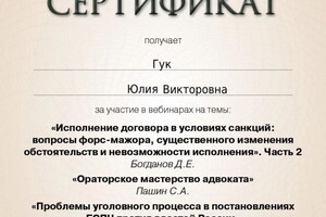 Диплом / сертификат №11 — Гук Юлия Викторовна