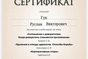 Диплом / сертификат №15 — Гук Руслан Викторович