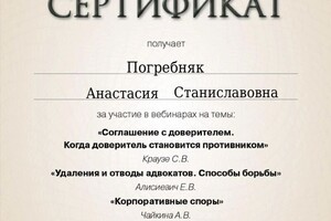 Диплом / сертификат №15 — Погребняк Анастасия Станиславовна