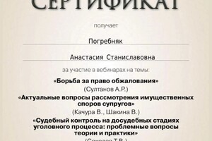 Диплом / сертификат №9 — Погребняк Анастасия Станиславовна