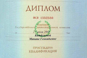 Диплом Института мировой экономики и информатизации (2005 г.) — Битбунова Манана Геннадьевна