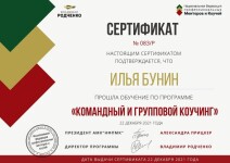 Диплом / сертификат №11 — Бунин Илья Евгеньевич