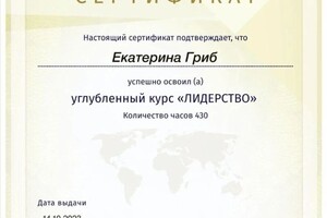 Диплом / сертификат №10 — Гриб Екатерина Викторовна