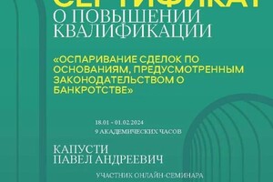 Диплом / сертификат №1 — Капустин Павел Андреевич