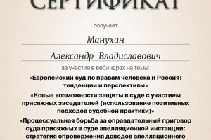 Диплом / сертификат №5 — Манухин Александр Владиславович