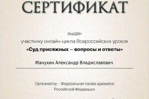 Диплом / сертификат №8 — Манухин Александр Владиславович