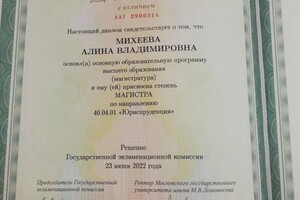 Диплом / сертификат №4 — Михеева Алина Владимировна