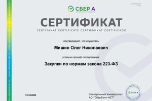 Диплом / сертификат №1 — Мишин Олег Николаевич