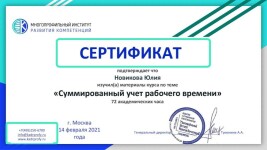 Диплом / сертификат №17 — Новикова Юлия Павловна