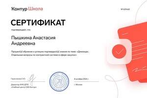 Диплом / сертификат №2 — Пышкина Анастасия Андреевна