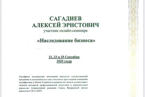 Диплом / сертификат №11 — Сагадиев Алексей Эрнстович