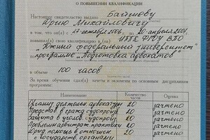 Байшев Юрий Михайлович — Диплом / сертификат №1