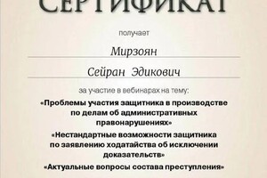 Диплом / сертификат №2 — Мирзоян Сейран Эдикович