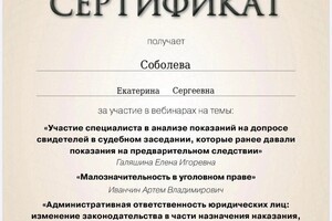 Диплом / сертификат №3 — Соболева Екатерина Сергеевна