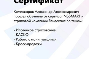 Диплом / сертификат №1 — Комиссаров Александр Александрович