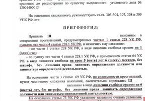 Добился условного срока по 4-ой часте сбыта наркотиков. — Мегалинский Сергей Евгеньевич