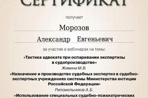 Диплом / сертификат №4 — Морозов Александр Евгеньевич