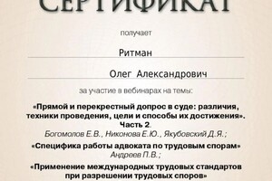 Диплом / сертификат №29 — Ритман Олег Александрович