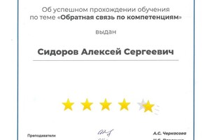 Диплом / сертификат №4 — Сидоров Алексей Сергеевич