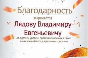 Диплом / сертификат №11 — Лядов Владимир Евгеньевич