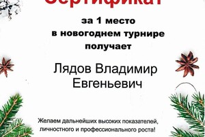 Диплом / сертификат №14 — Лядов Владимир Евгеньевич