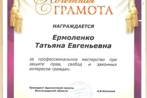 Грамота за профессионализм — Ермоленко Татьяна Евгеньевна