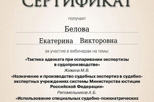 Диплом / сертификат №5 — Белова Екатерина Викторовна