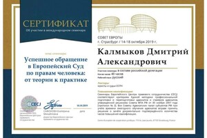 Диплом / сертификат №17 — Калмыков Дмитрий Александрович