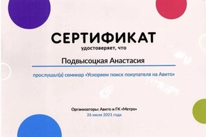 Диплом / сертификат №18 — Подвысоцкая Анастасия Андреевна