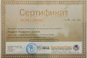 Диплом / сертификат №4 — Шутов Андрей Иванович