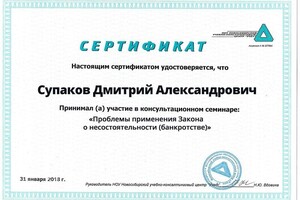 Диплом / сертификат №1 — Супаков Дмитрий Александрович