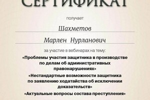 Диплом / сертификат №16 — Шахметов Марлен Нурланович