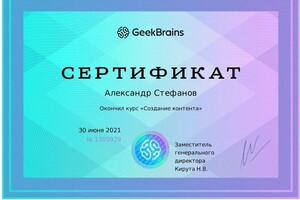 Диплом / сертификат №8 — Стефанов Александр Александрович