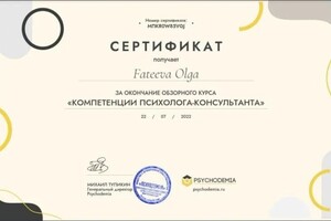 Диплом / сертификат №4 — Фатеева Ольга Сергеевна